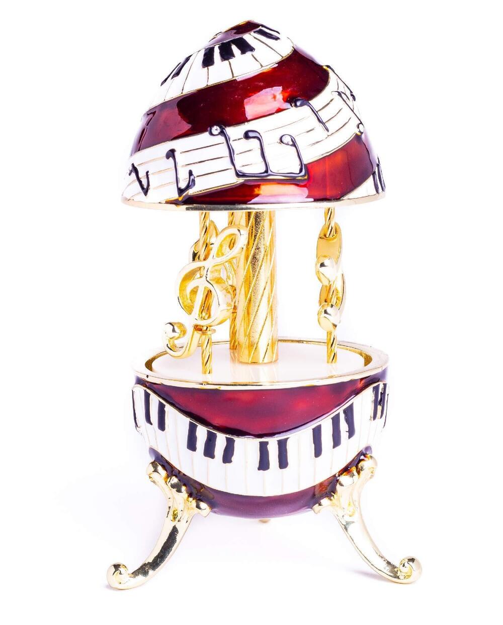 5396 Piano Musical Carousel with Music Clef and Notes Wind up Music Box